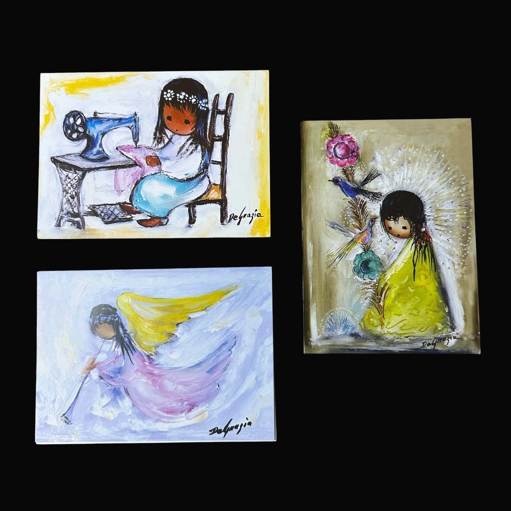 DeGrazia Greeting Cards Set 3 Southwestern Art Angel Sewing Bird Tucson AZ